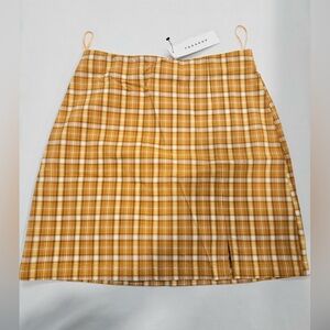 Topshop Yellow Plaid Mini Skirt